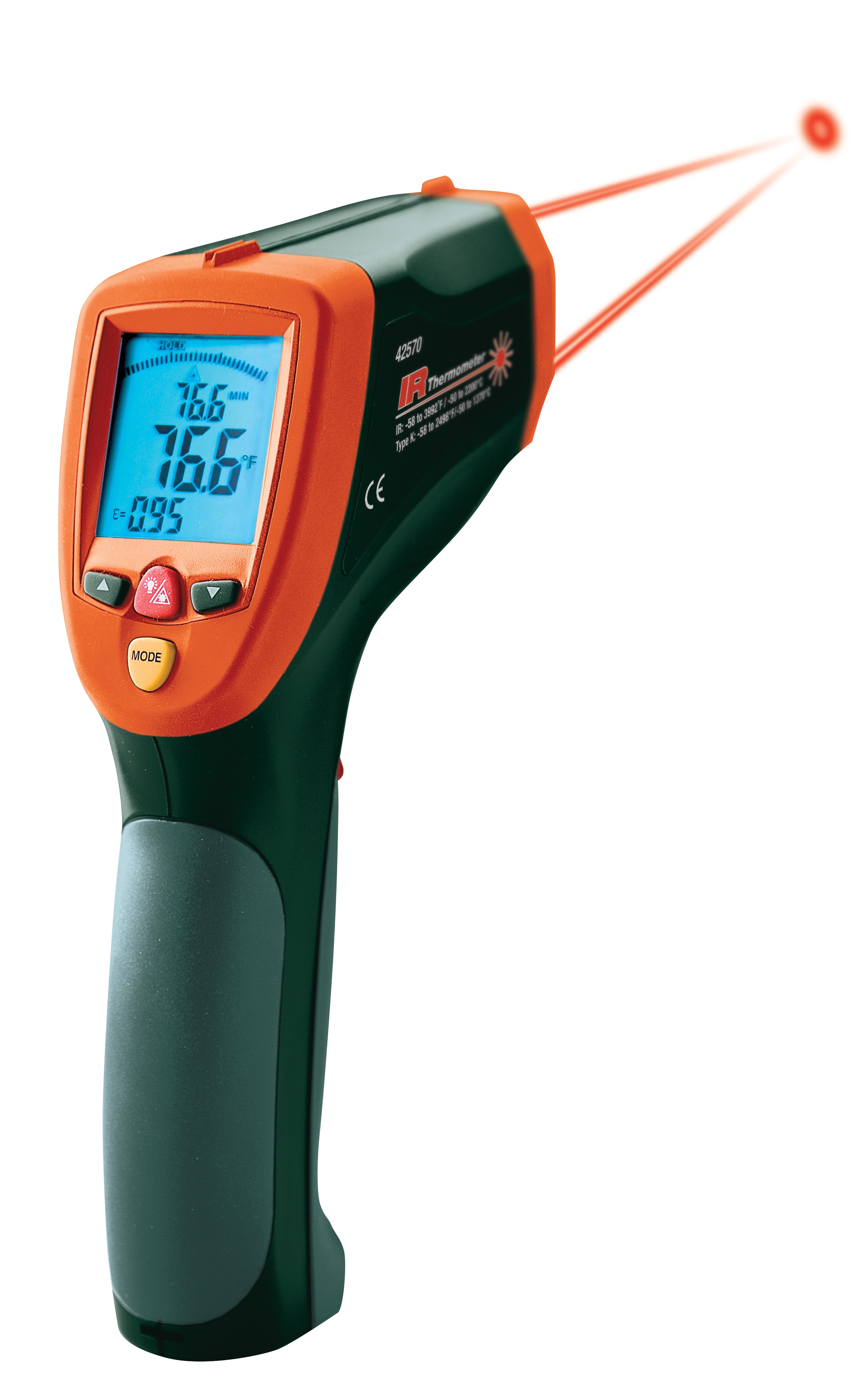 Extech 42570 High Temperature InfraRed Thermometer W Dual Lasers 58 