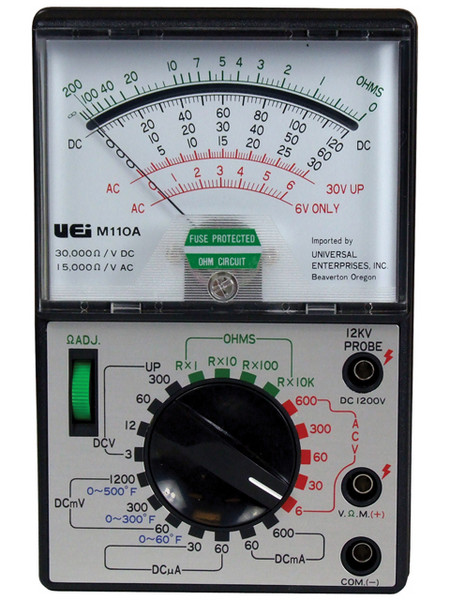 UEi M110A Analog Multimeter with 21 ranges, 600V AC/ 300V DC